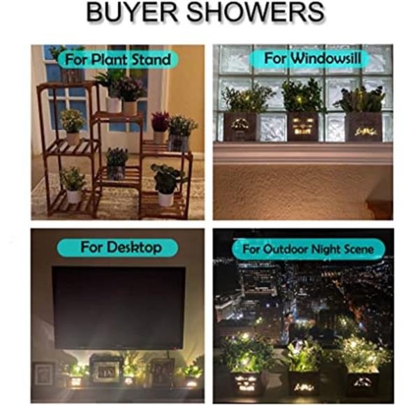 Artificial Plants & Flowers with Nightlight, Potted Fake Plants Home Decor Faux - Picture 3 of 6